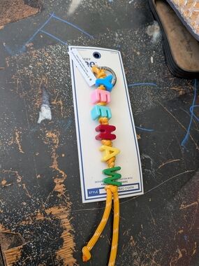 Lee Multicolor Letter Bead Bag Charm with Yellow Cord